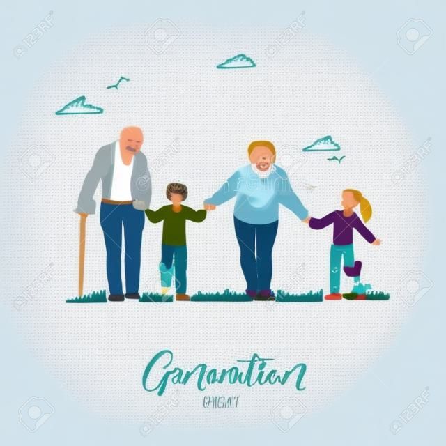 Happy senior couple grandmother and grandfather Vector Image