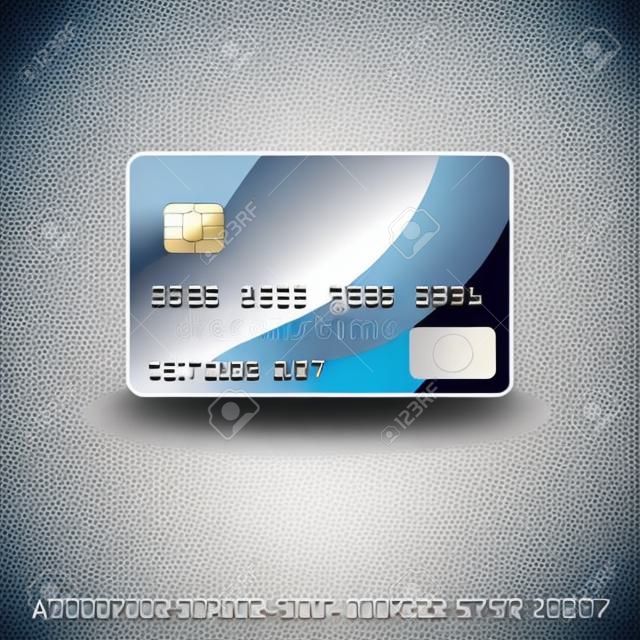 Silver Credit Card Icon. Vector Illustration with additional credit card font