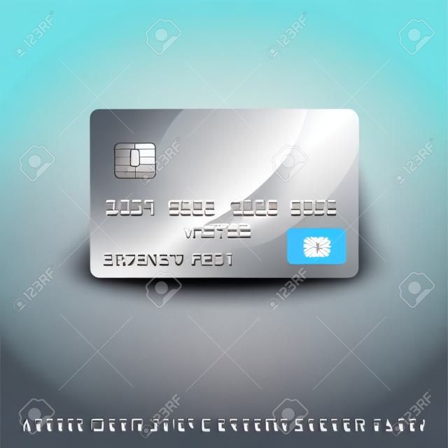 Srebrna Ikona karty kredytowej. Ilustracja wektorowa z dodatkowym czcionki karty kredytowej