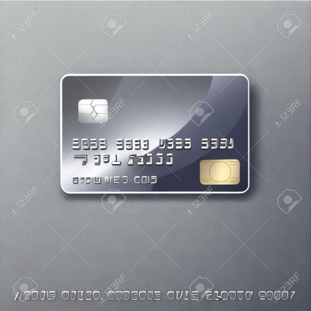 银色信用卡图标矢量插图与额外的信用卡字体
