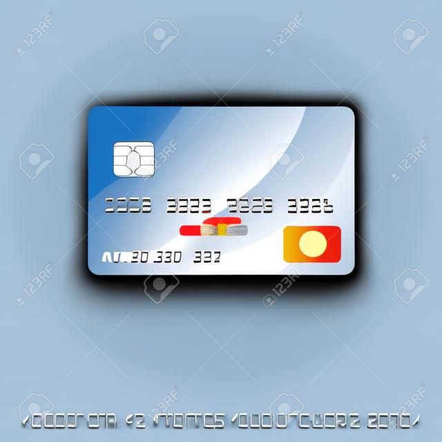 銀信用卡圖標。向量插圖額外的信用卡字體