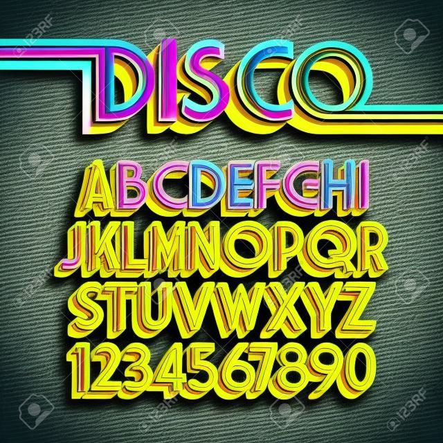 80 년대 레트로 글꼴. 디스코 알파벳