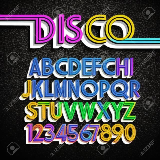 80 Retro-Font. Disco-Alphabet