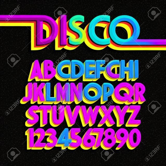 80年代的複古字體。迪斯科字母表