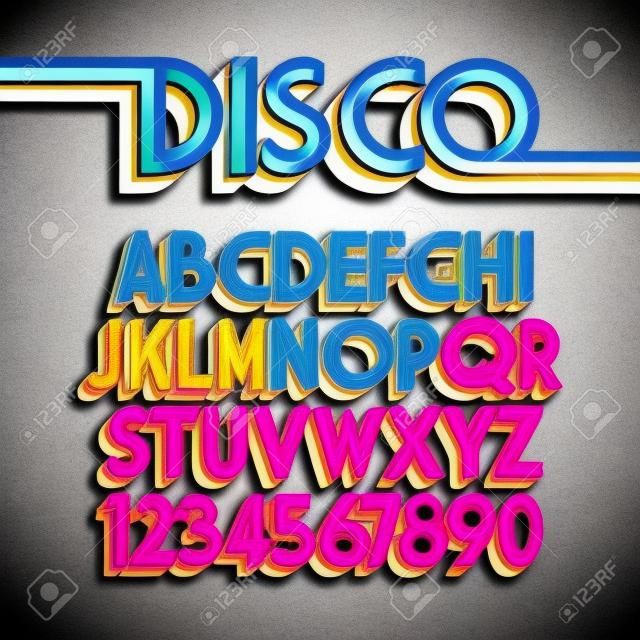 80's Retro Lettertype. disco alfabet