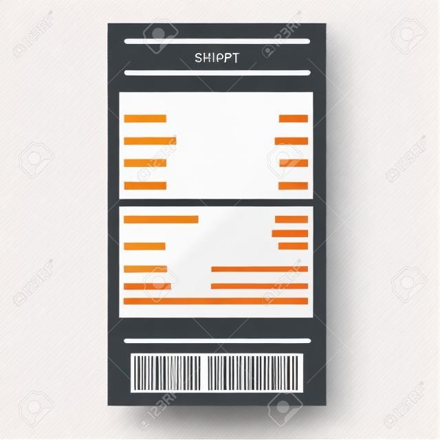 Realistic paper shop receipt with bar code. Vector shop terminal or atm bill on white background.