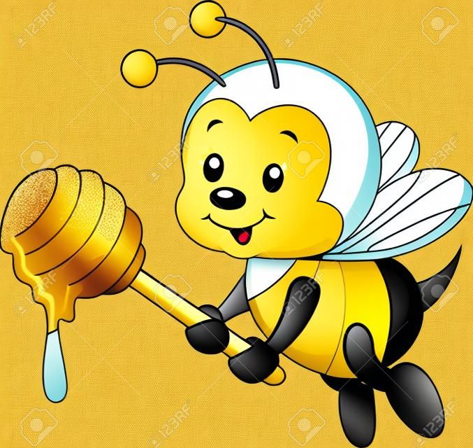 illustration de bande dessinée d'abeille tenant miel