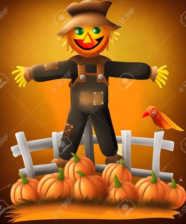 Cartoon scarecrow character