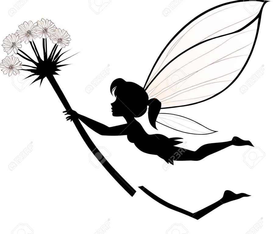 vector illustration of Fairy holding flower