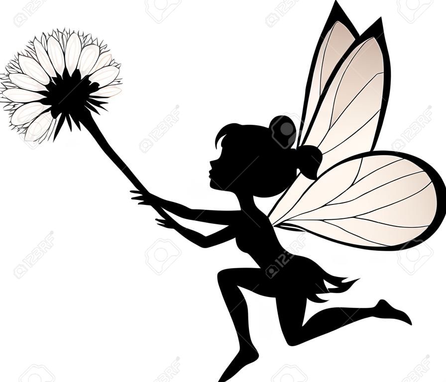 vector illustration of Fairy holding flower