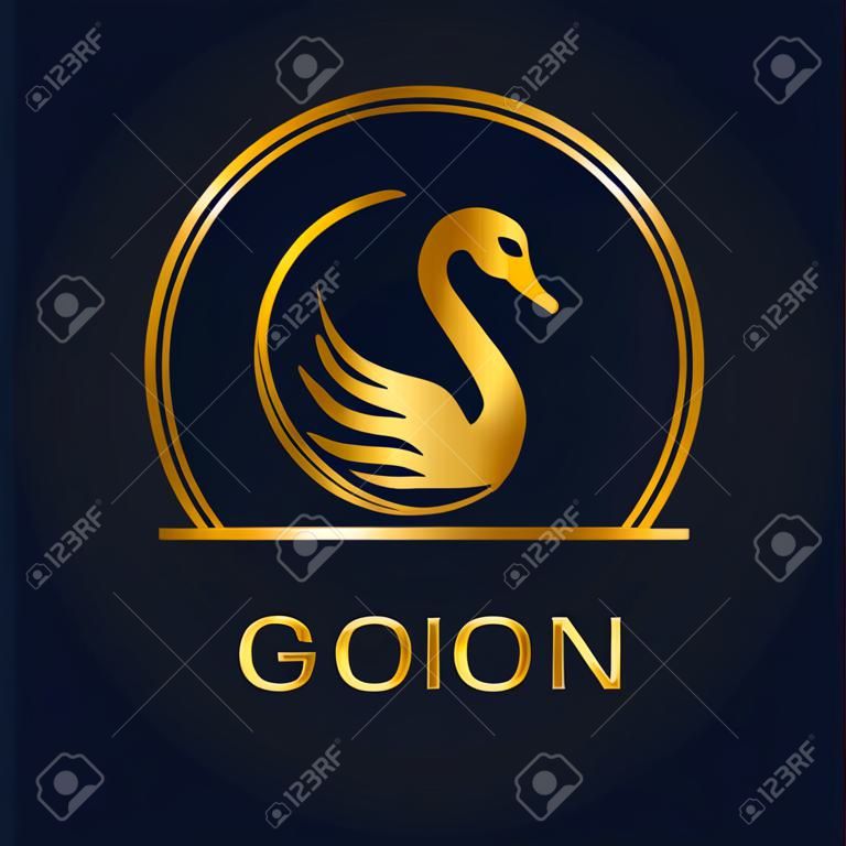 Swan icon design template. Golden swan icon