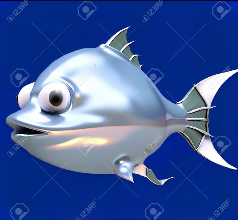 Funny Fish historieta extraña - 3d ilustración