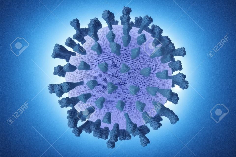 Респираторно-синцитиальный вирус, 3D иллюстрации, который показывает структуру вируса двух типов поверхностных шипов. Один из вирусов, который вызывает простуду
