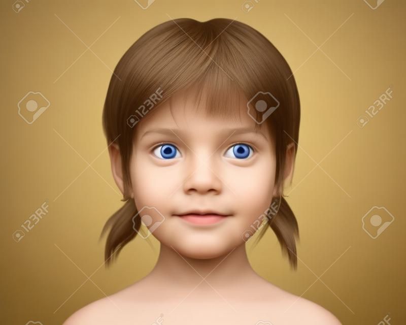 Strabismus bij kinderen, 3D-illustratie met exotropie (binoculaire divergerende strabismus), een soort oogafwijking wanneer het oog naar buiten draait