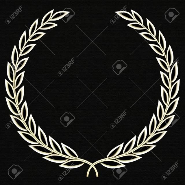 A laurel wreath - symbol of victory and achievement. Design element for construction of medals, awards, coat of arms or anniversary logo. Black silhouette on white background. Laurel wreath icon
