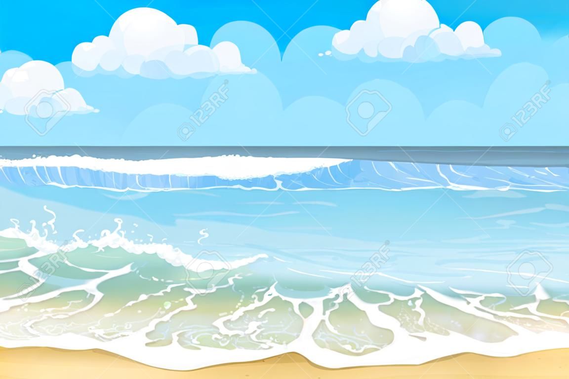 Piaszczysta plaża pod jasnym słońcem i czystym niebem