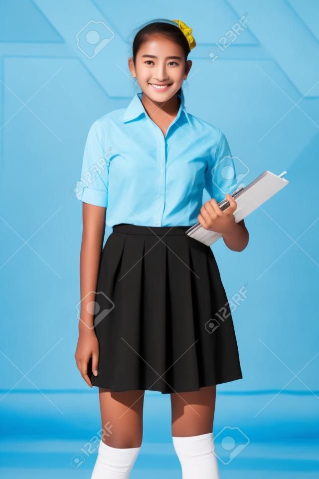 Posing Youthful Minority Girl Student Wearing Skirt