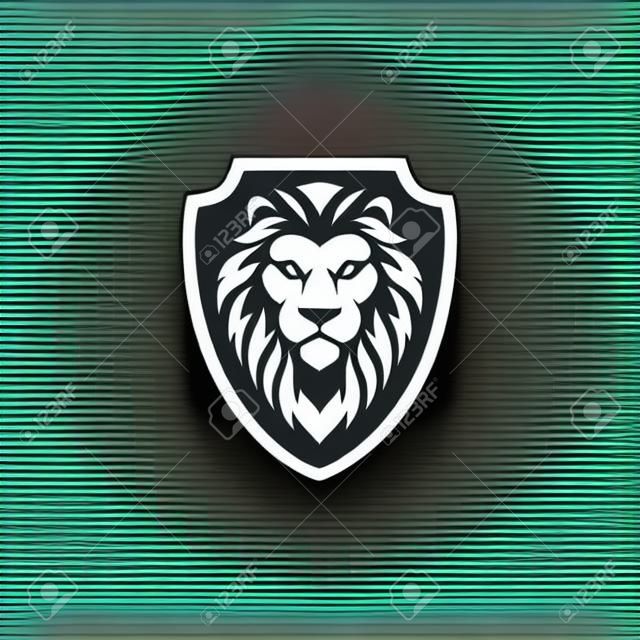 lion shield logo vector design