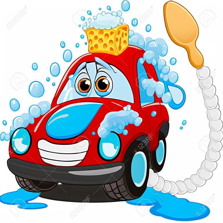 Personnage de dessin animé de lavage de voiture