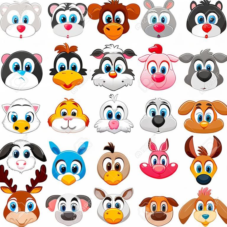 Cartoon animal head collection set