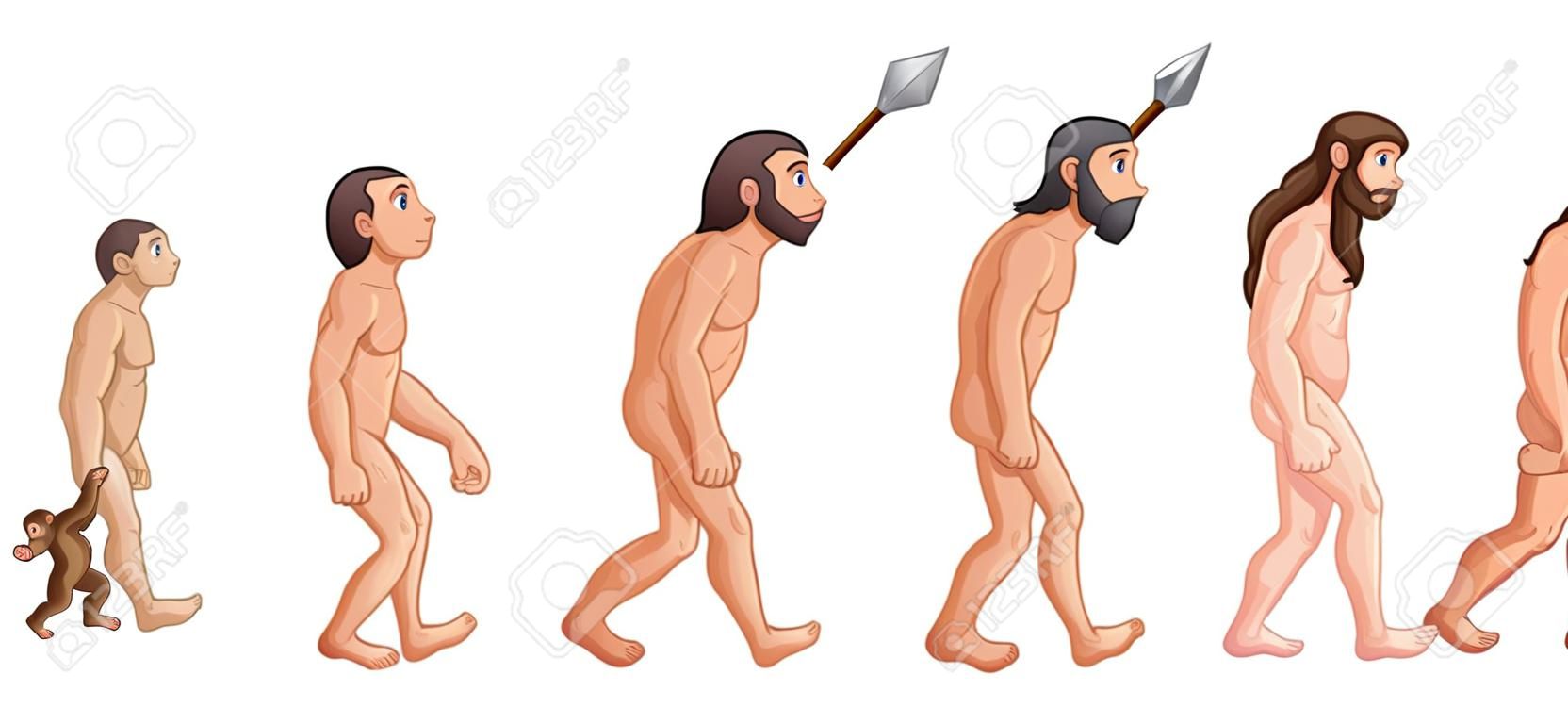 卡通人類進化的矢量圖