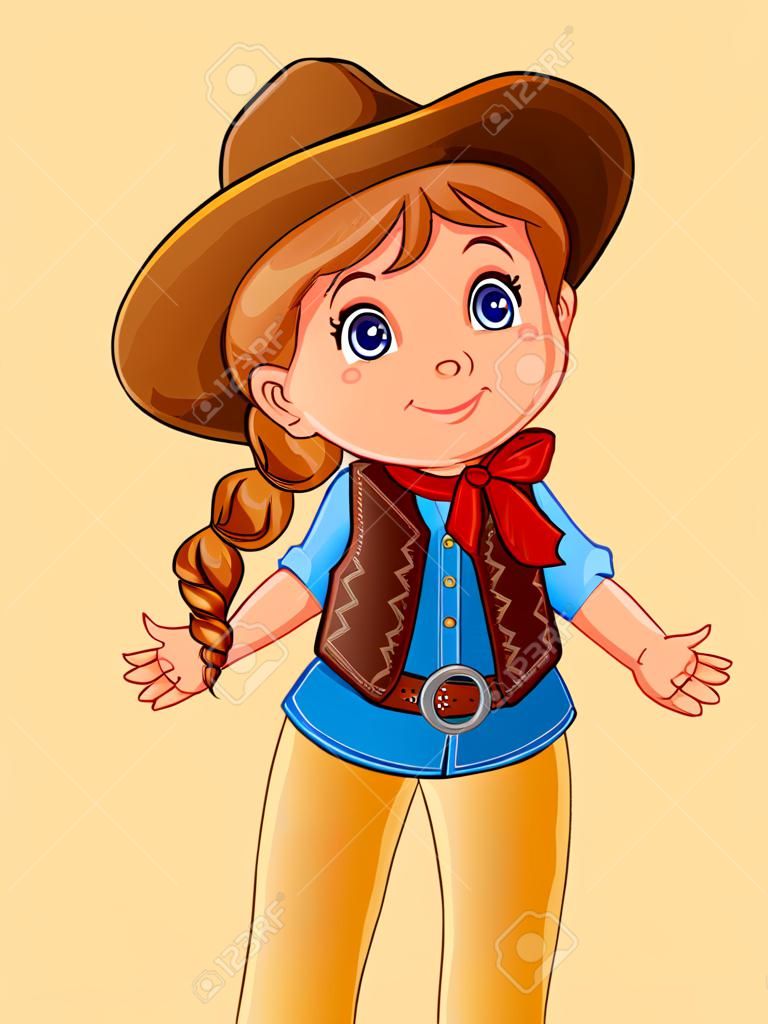 Carino, piccolo, cowgirl, fumetto