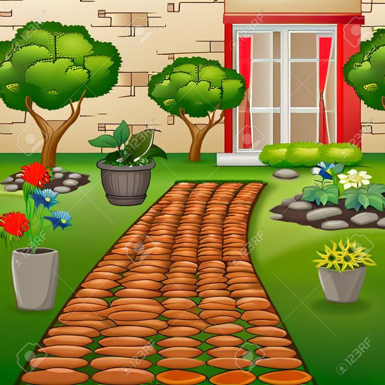 Illustration of a small garden near the house