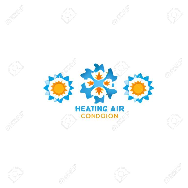 D vecteur de conception de logo de chauffage et de climatisation