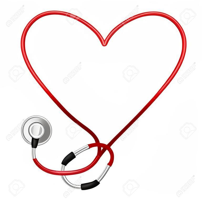 Stetoscopio il simbolo del cuore. Illustrazione su sfondo bianco
