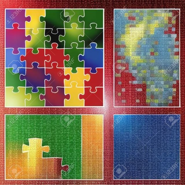 Vari formati puzzle. Illustrazione per la progettazione