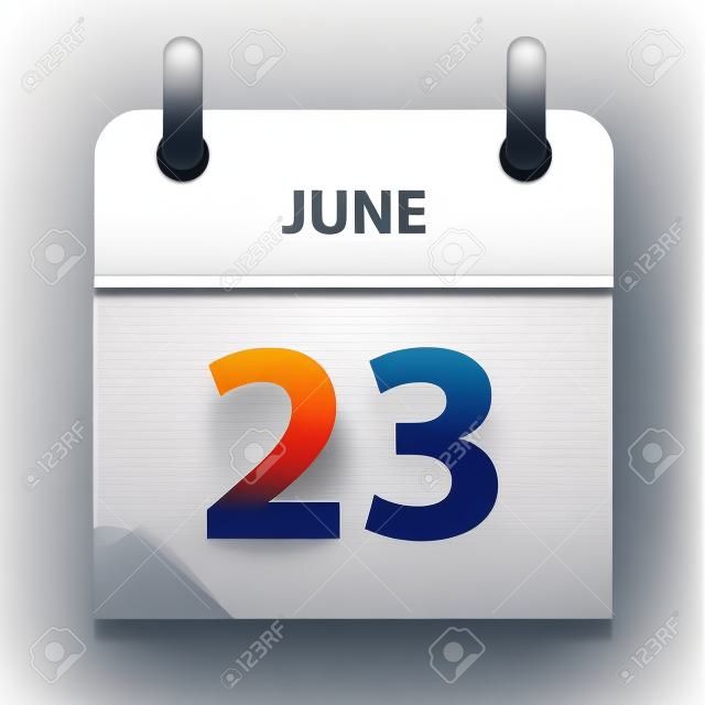 Twenty-third June in Calendar icon on white background