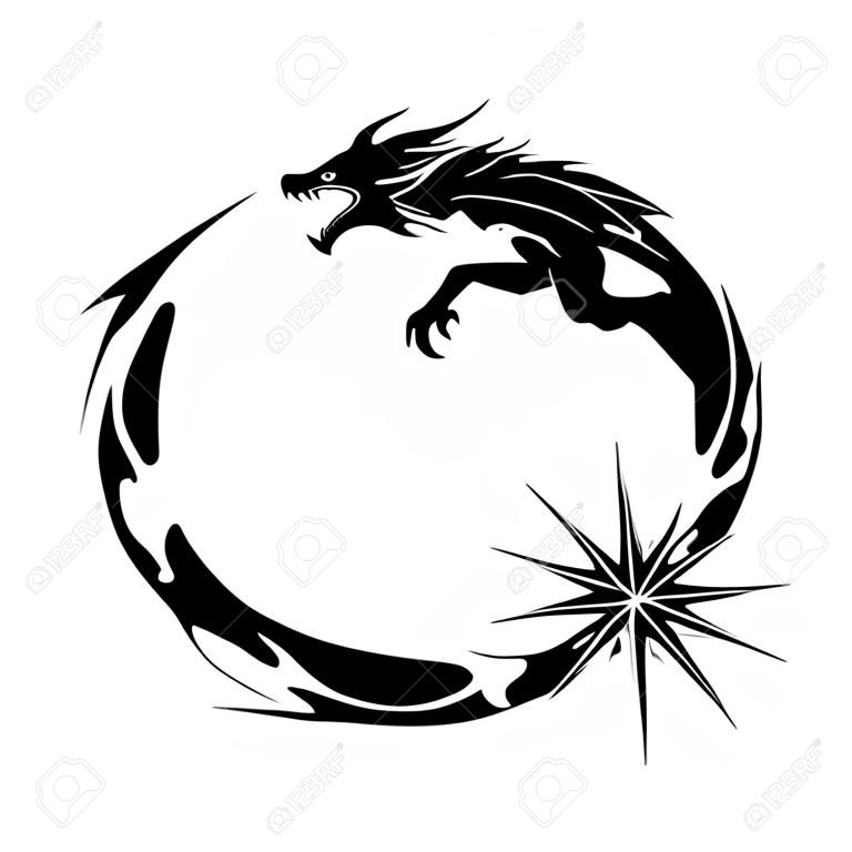 Ouroboros, zwarte draak eet zijn eigen staart