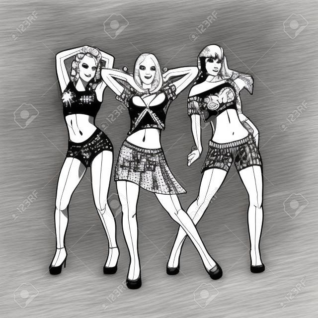 Sketch of Go-Go Dance Girls