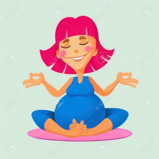 Illustration eines lächelnden schwangere Frau, die Yoga-Übungen