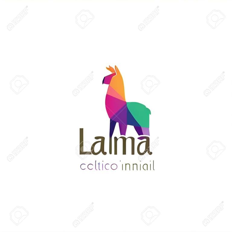 Creative Abstract Colorful LLama Logo Icon Design Vector, Animal Logo Colorful Design, Alpaca, Vicuna, Huacaya alpaca, guanaco logo Design