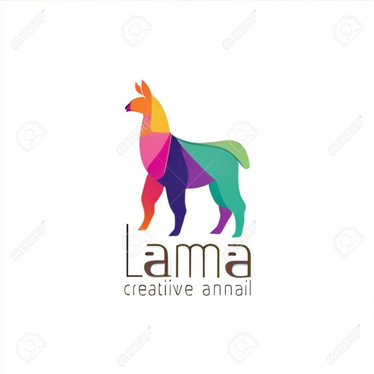 Creative Abstract Colorful LLama Logo Icon Design Vector, Animal Logo Colorful Design, Alpaca, Vicuna, Huacaya alpaca, guanaco logo Design