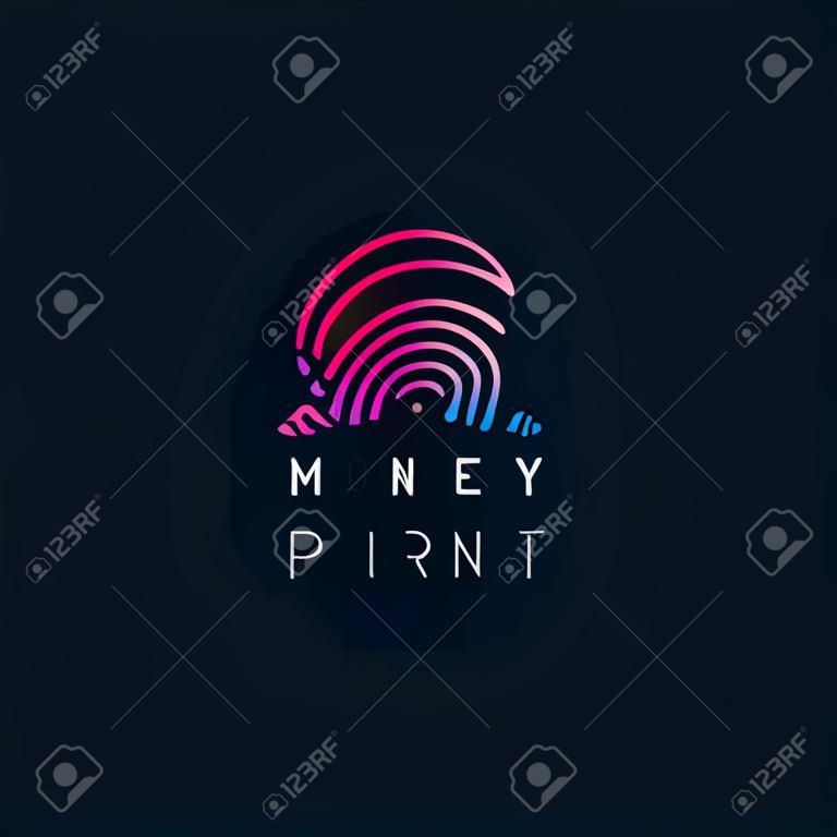 モンキーフィンガープリントロゴ。モンキーテックロゴデジタルデザイン。動物の指紋のロゴのデザイン。
