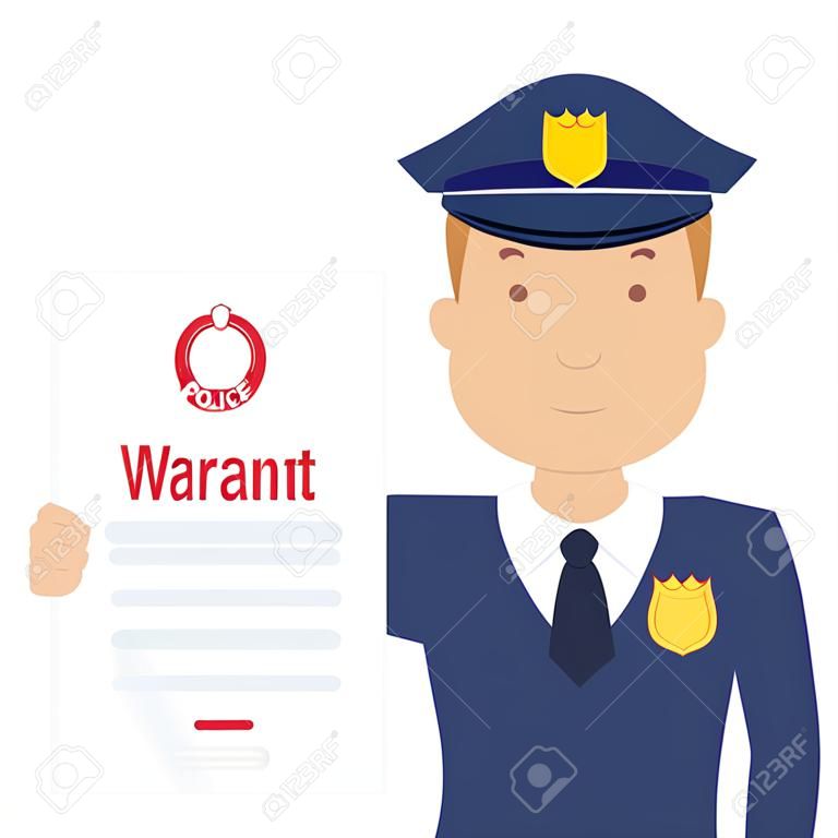 police officer holding arrest warrant