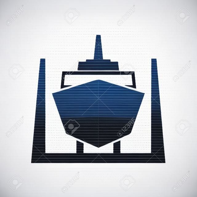 Ship in dry dock icon. Clipart image isolated on white background