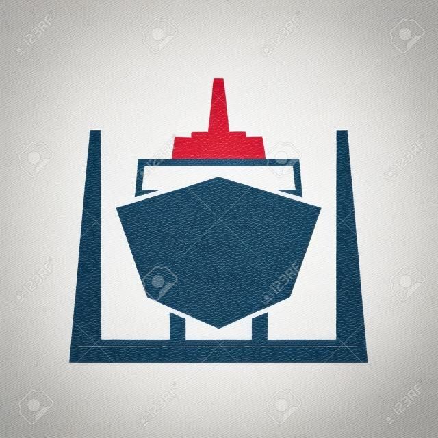 Statek w suchym doku ikona. Obraz clipart na białym tle