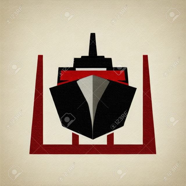 Schip in droog dock pictogram. Clipart afbeelding geïsoleerd op witte achtergrond