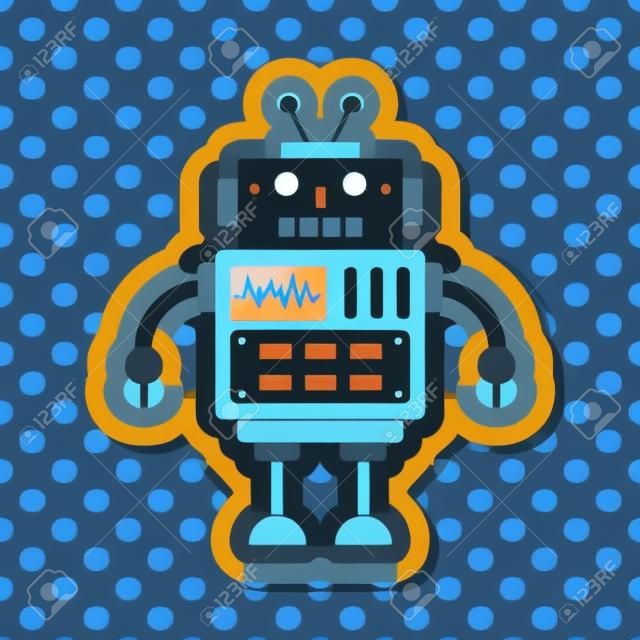 robot concept flat icon with long shadow,eps10