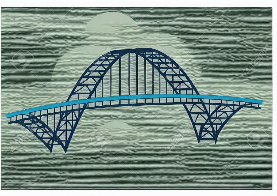 有名なフリーモント橋、オレゴン州ポートランドのイラスト
