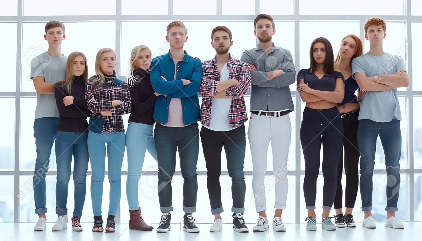 group of creative youth standing in a row