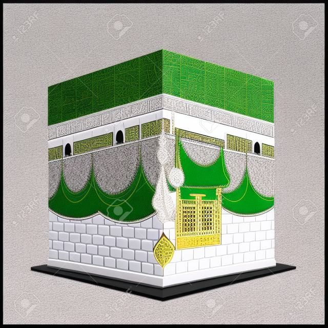 mosquée kaaba blanche isolée. (Bâtiment de la Mecque sacrée musulmane, pour le hajj, fitr, adha, kareem). Convient pour la carte, le matériel d'impression, le cadeau, l'autocollant de bannière et autres. facile à modifier