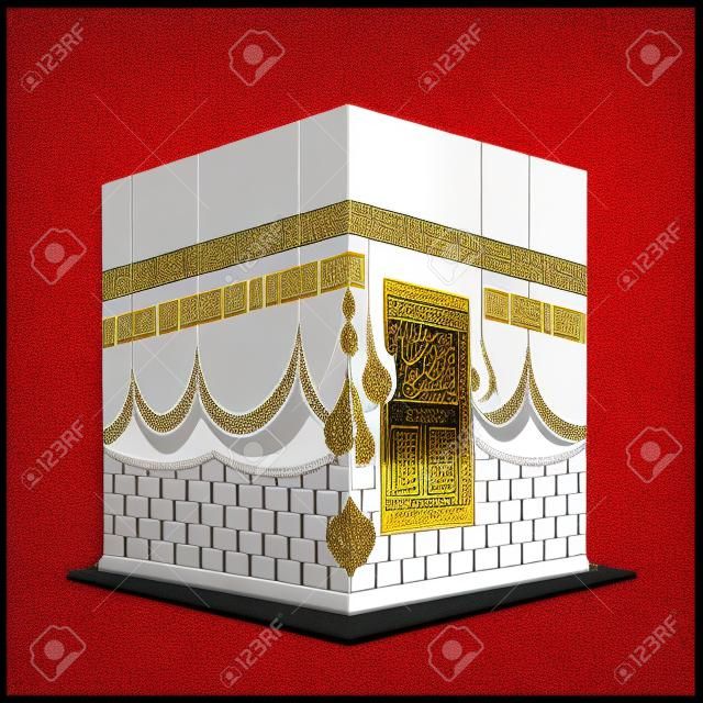 mosquée kaaba blanche isolée. (Bâtiment de la Mecque sacrée musulmane, pour le hajj, fitr, adha, kareem). Convient pour la carte, le matériel d'impression, le cadeau, l'autocollant de bannière et autres. facile à modifier