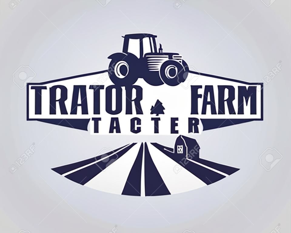 Traktor-Logo oder Farm-Logo-Vorlage, geeignet für jedes Unternehmen im Zusammenhang mit der Landwirtschaft. Einfacher und Retro-Look.