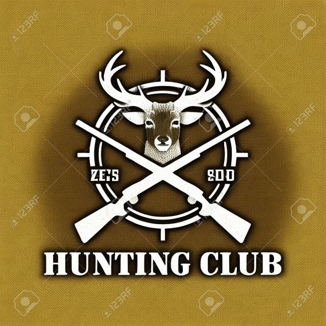 Hunting logo, hunt badge or emblem for hunting club or sport, deer hunting stamp