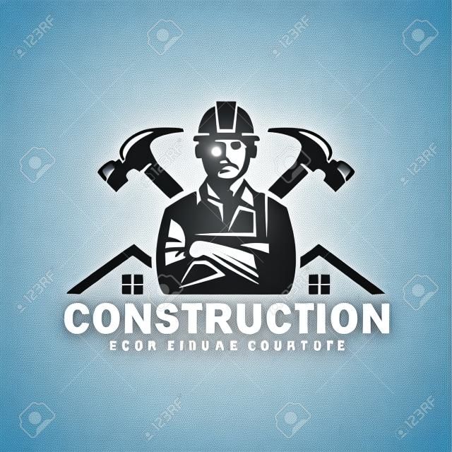 Modello di logo di costruzione, adatto per il marchio della società di costruzioni, formato vettoriale e facile da modificare