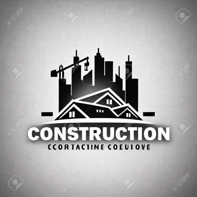 Modèle de logo de construction, adapté à la marque de l'entreprise de construction, au format vectoriel et facile à modifier